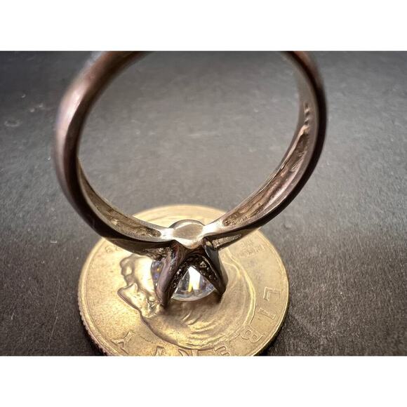 Vintage CZ solitaire sterling silver ring size 7 - Picture 6 of 15